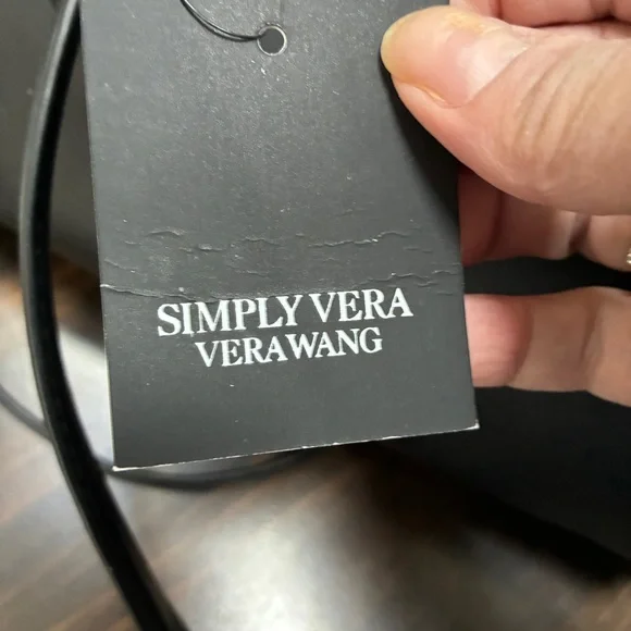 NWT Simply Vera Vera Wang Black Rockbridge Faux Leather Large Chain Tote Bag